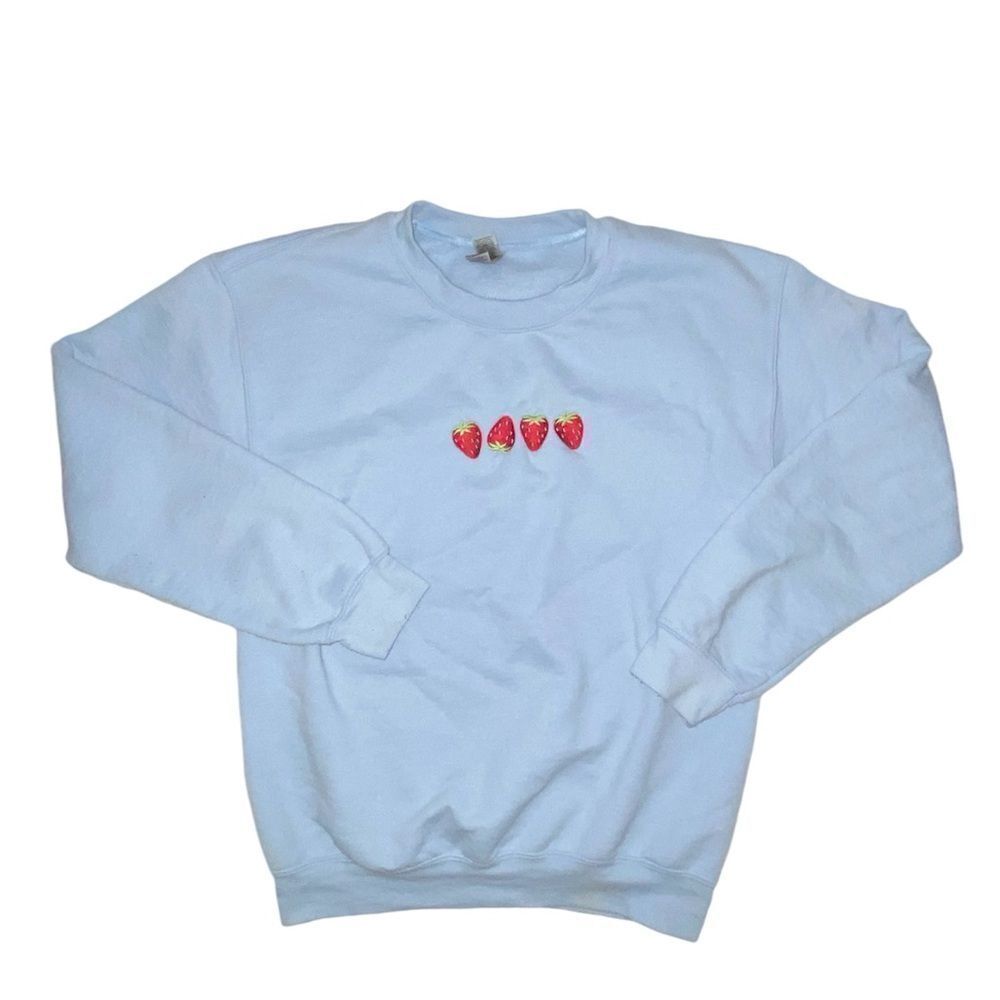 Strawberry Embroidered Crewneck Sweater Size Small